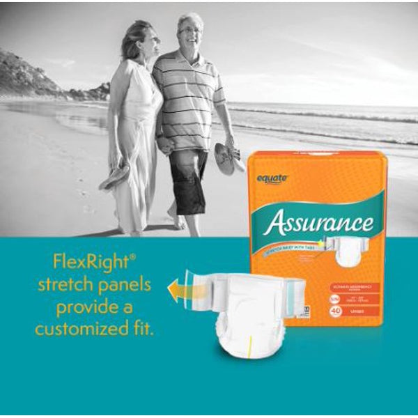 Assurance Incontinence Stretch Briefs With Tabs, Unisex, S/M, 40