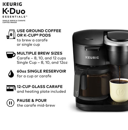  12-CUP Glass Replacement Coffee Carafe ONLY for KEURIG K-DUO  Single Server & Carafe Coffee Maker