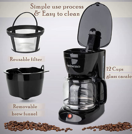 Mainstays 12 Cup Drip Coffee Maker With Removable Filter Basket