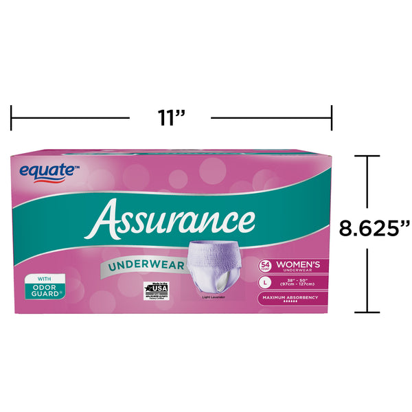Womens Equate Assurance Underwear Odor Guard Size 2XL 14 Count Adult Diapers